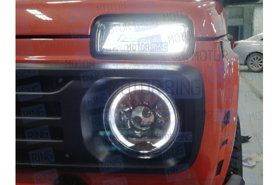Фары DLAA с неоновыми ДХО хромированные для ВАЗ 2101, 2102, Лада 4х4, Нива Легенд