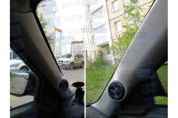 Стойки под пищалки серые (направлены в салон) для Лада Приора