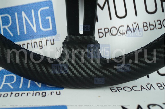 Спортивный руль R1 Карбон обод из экокожи с черными спицами для ВАЗ 2108-21099, 2110-2112, 2113-2115