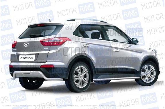 Защита заднего бампера PT Group Волна 51мм из нержавеющей стали для Hyundai Creta 2016-2020 года