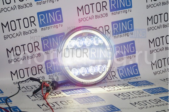 Светодиодные фары TheBestPartner 7 дюймов 90W черные с LED кольцом повторителя поворотника и ДХО для ВАЗ 2101, 2102, Лада 4х4, Нива Легенд