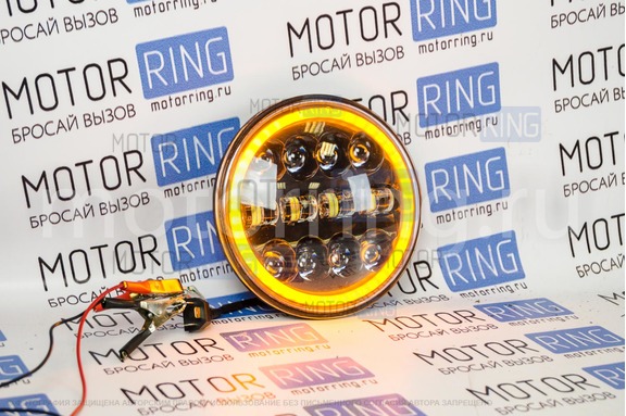 Светодиодные фары TheBestPartner 7 дюймов 90W черные с LED кольцом повторителя поворотника и ДХО для ВАЗ 2101, 2102, Лада 4х4, Нива Легенд
