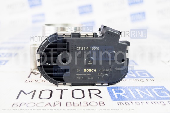 Дроссельная заслонка BOSCH Е-газ нового образца в сборе с датчиками для 16 кл ВАЗ 2113-2115, Лада Гранта, Калина, Приора 16 кл