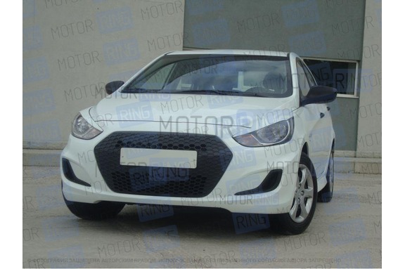 Накладка ЮролТюнинг Соты на решетку радиатора для Hyundai Solaris 2010-2014 г.в.