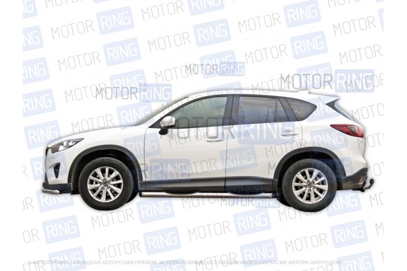 Защита порогов ТехноСфера Труба с проступью d76  для Mazda CX-5 2011-2017 г.в.