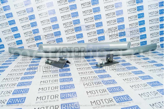 Защита переднего бампера ТехноСфера Труба двойная d63,5  для Mitsubishi Pajero IV 2006-2011 г.в.