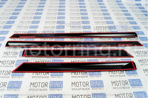 Молдинги дверей PT Group Стрела черное тиснение с надписью PetroilTuning для Лада Гранта, Гранта FL седан