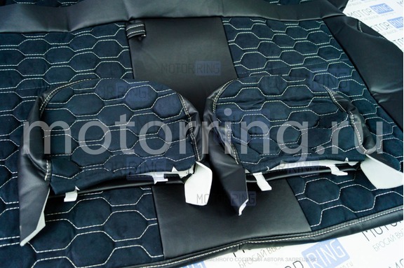 Комплект анатомического салона Recaro в сборе экокожа с алькантарой (строчка Соты) для ВАЗ 2108-21099, 2113-2115, 5-дверная Нива 2131