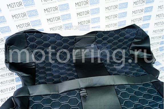 Комплект анатомического салона Recaro в сборе экокожа с алькантарой (строчка Соты) для ВАЗ 2108-21099, 2113-2115, 5-дверная Нива 2131