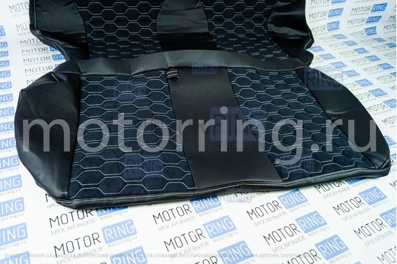 Комплект анатомического салона Recaro в сборе экокожа с алькантарой (строчка Соты) для ВАЗ 2108-21099, 2113-2115, 5-дверная Нива 2131