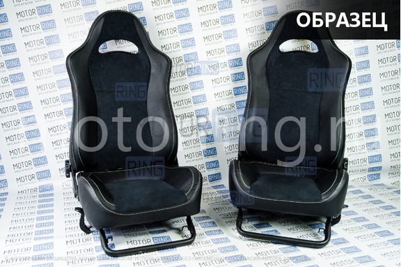 Комплект анатомического салона Recaro в сборе экокожа с алькантарой для ВАЗ 2110, Лада Приора седан