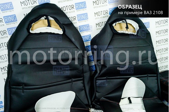 Обивка (не чехлы) сидений Recaro экокожа (центр с перфорацией и цветной строчкой Ромб/Квадрат) для ВАЗ 2111, 2112, Лада Приора хэтчбек, универсал