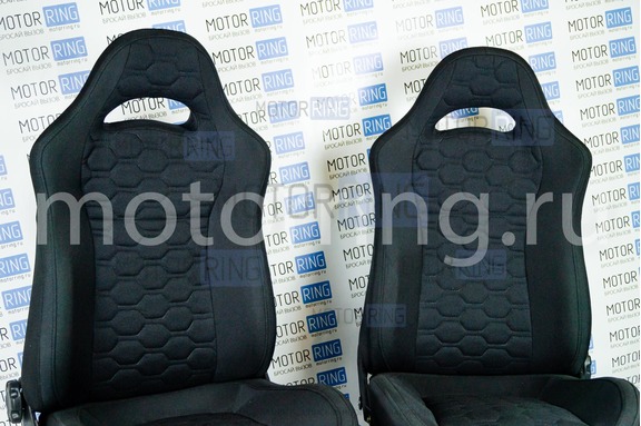Комплект анатомического салона Recaro в сборе ткань с черной тканью 10мм (цветная строчка Соты) для ВАЗ 2108-21099, 2113-2115, 5-дверная Нива 2131