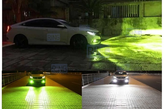 Диодные ПТФ Sal-Man Lime двухцветные (бело-синий 6000К и Лайм) 50W 4600lux для Лада Приора, Шевроле Нива с 2009 г.в., Лада Нива 2123, ГАЗ Газель
