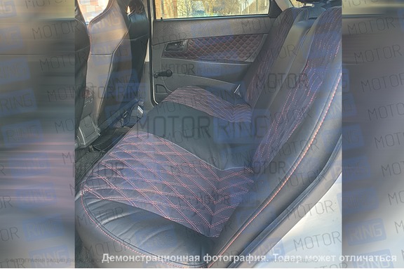 Обивка (не чехлы) сидений Recaro экокожа с алькантарой (цветная строчка Ромб/Квадрат) для ВАЗ 2110, Лада Приора седан