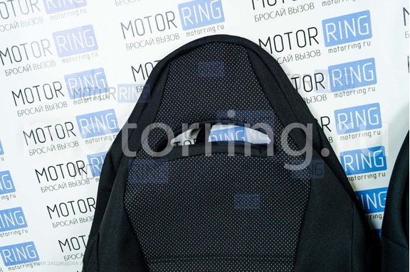 Обивка (не чехлы) сидений Recaro (черная ткань, центр Искринка) для ВАЗ 2110, Лада Приора седан