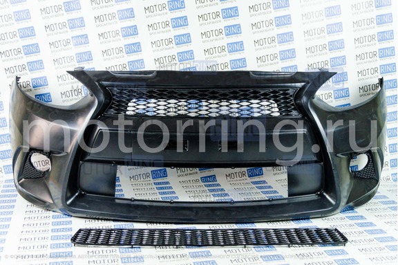 Передний бампер ЮролТюнинг (вариант 2) для Hyundai Solaris 2010-2014 г.в.