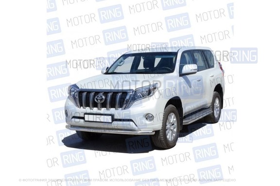 Защита переднего бампера ТехноСфера Труба d63,5 для Toyota Land Cruiser Prado 150 2013-2017 г.в.