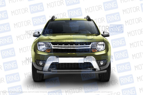 Защита переднего бампера PT Group двойная (51, 63мм) серебристая (Искра) для Renault Duster с 2016 г.в., Nissan Terrano с 2014 г.в.