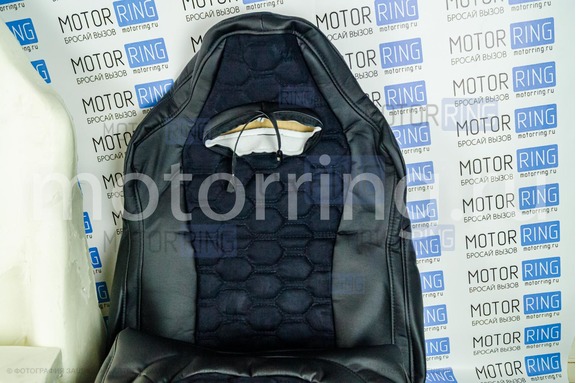 Комплект для сборки сидений Recaro экокожа с алькантарой (цветная строчка Соты) для ВАЗ 2108-21099, 2113-2115, 5-дверная Нива 2131