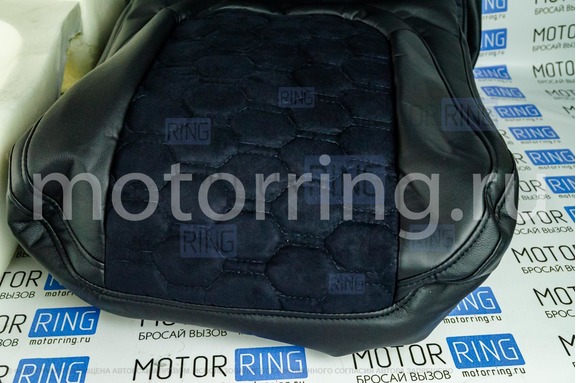 Комплект для сборки сидений Recaro экокожа с алькантарой (цветная строчка Соты) для ВАЗ 2108-21099, 2113-2115, 5-дверная Нива 2131