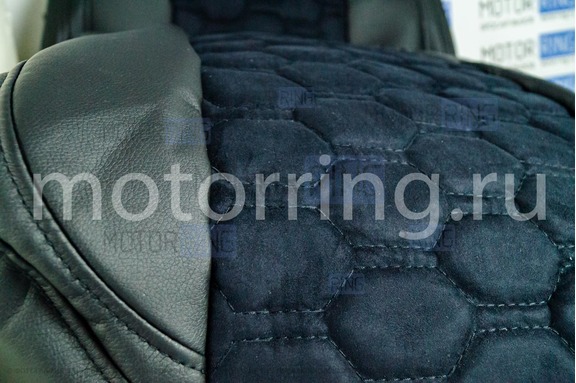 Комплект для сборки сидений Recaro экокожа с алькантарой (цветная строчка Соты) для ВАЗ 2108-21099, 2113-2115, 5-дверная Нива 2131