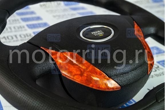Руль Priora Turbo анатомический под дерево для ВАЗ 2110-2112 с европанелью, Лада Калина, Калина 2, Гранта, Гранта FL, Приора, Нива Тревел, Шевроле Нива