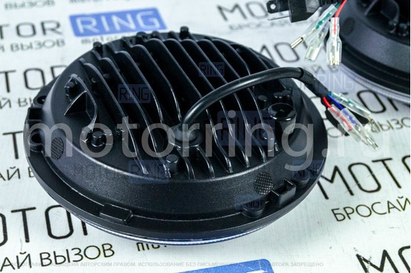 Светодиодные фары TheBestPartner 7 дюймов Череп черные с LED кольцом повторителя поворотника и ДХО для ВАЗ 2101, 2102, Лада 4х4, Нива Легенд