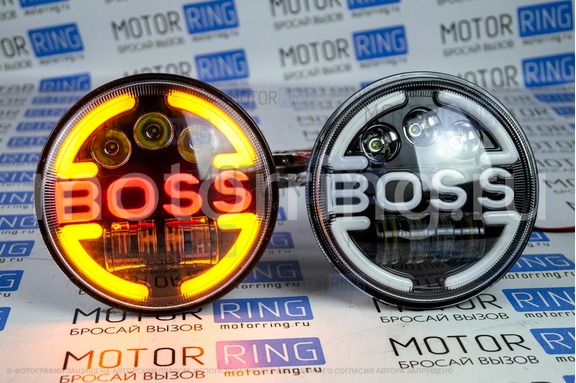 Светодиодные фары TheBestPartner 7 дюймов BOSS черные с повторителем поворотника и ДХО для ВАЗ 2101, 2102, Лада 4х4, Нива Легенд