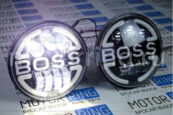 Светодиодные фары TheBestPartner 7 дюймов BOSS черные с повторителем поворотника и ДХО для ВАЗ 2101, 2102, Лада 4х4, Нива Легенд
