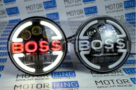 Светодиодные фары TheBestPartner 7 дюймов BOSS черные с повторителем поворотника и ДХО для ВАЗ 2101, 2102, Лада 4х4, Нива Легенд