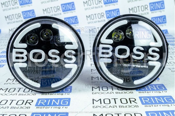 Светодиодные фары TheBestPartner 7 дюймов BOSS черные с повторителем поворотника и ДХО для ВАЗ 2101, 2102, Лада 4х4, Нива Легенд