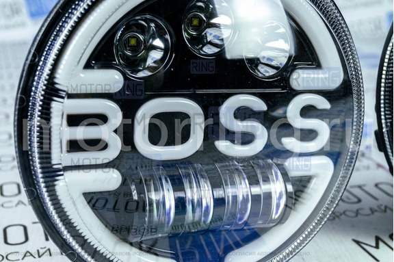 Светодиодные фары TheBestPartner 7 дюймов BOSS черные с повторителем поворотника и ДХО для ВАЗ 2101, 2102, Лада 4х4, Нива Легенд