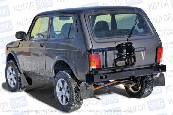 Бампер задний силовой N-Parts с кронштейном запасного колеса и фаркопом для Лада 4х4, Нива Легенд