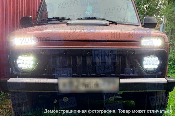 Светодиодные (LED) подфарники Sal-Man 5400lux 6 полос (ДХО, бегущий поворотник, прожектор) для Лада 4х4, Нива Легенд