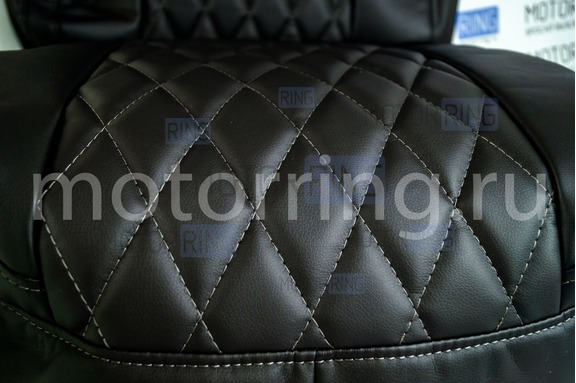 Комплект для сборки сидений Recaro экокожа гладкая с цветной строчкой Ромб/Квадрат для ВАЗ 2108-21099, 2113-2115, 5-дверная Нива 2131