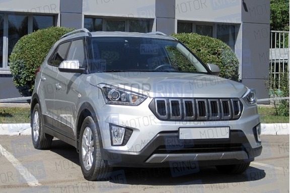 Решетка радиатора Creta Sport черная матовая с серебристыми вставками для Hyundai Creta