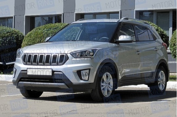 Решетка радиатора Creta Sport черная матовая с серебристыми вставками для Hyundai Creta