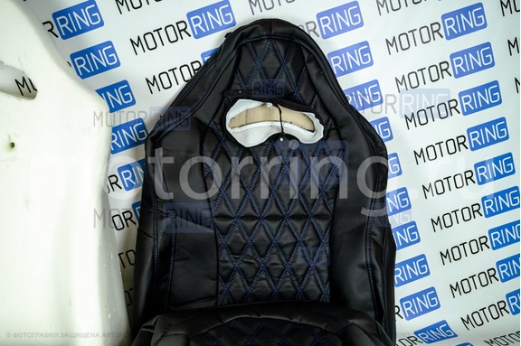 Комплект для сборки сидений Recaro экокожа (центр с перфорацией и цветной строчкой Ромб/Квадрат) для ВАЗ 2111, 2112, Лада Приора хэтчбек, универсал