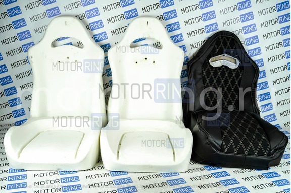 Комплект для сборки сидений Recaro экокожа с тканью Полет (цветная строчка Ромб/Квадрат) для ВАЗ 2111, 2112, Лада Приора хэтчбек, универсал