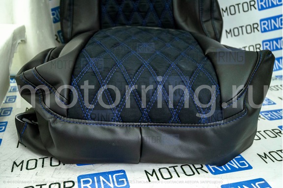 Комплект для сборки сидений Recaro экокожа с алькантарой (цветная строчка Ромб/Квадрат) для ВАЗ 2108-21099, 2113-2115, 5-дверная Нива 2131