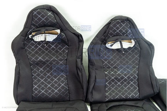 Обивка (не чехлы) сидений Recaro (черная ткань, центр Скиф) для ВАЗ 2108-21099, 2113-2115, 5-дверная Нива 2131
