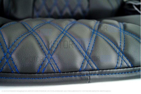 Обивка (не чехлы) сидений Recaro экокожа гладкая с цветной строчкой Ромб/Квадрат для ВАЗ 2111, 2112, Лада Приора хэтчбек, универсал
