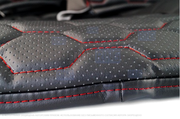 Обивка (не чехлы) сидений Recaro экокожа (центр с перфорацией) с цветной строчкой Соты для ВАЗ 2108-21099, 2113-2115, 5-дверная Нива 2131