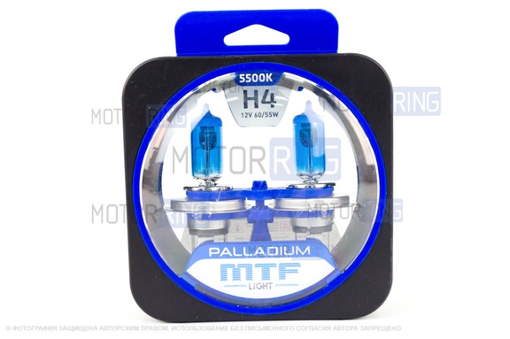 Галогенные лампы MTF Light Palladium 12V 60/55W 5500K H4 для ВАЗ 2101-2107, 2108-21099, 2113-2115, Лада 4х4, Нива Легенд, Гранта, Ларгус