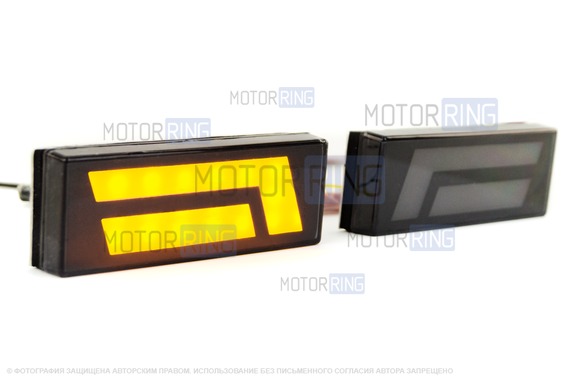 LED повторители поворотника с L-образным рисунком (2 полосы) оранжевые для Лада 4х4, Нива Легенд