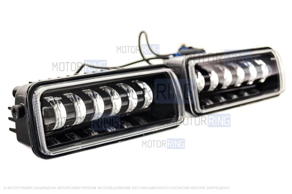 Светодиодные (LED) подфарники Sal-Man 5400lux 6 полос (ДХО, бегущий поворотник, прожектор) для Лада 4х4, Нива Легенд