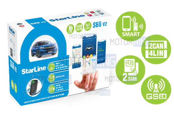 Автосигнализация S66 V2 BT 2CAN+4LIN 2SIM GSM