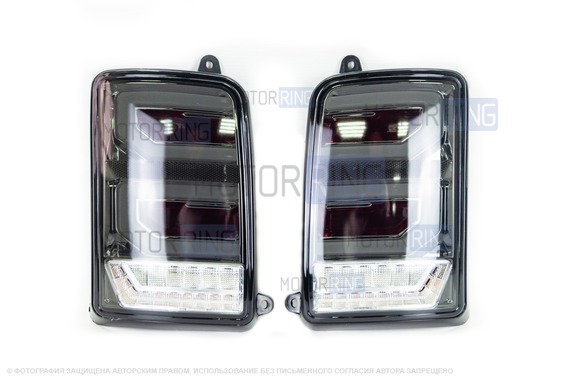 Диодные задние фонари TheBestPartner GREY LED (черные) с бегающим повторителем для Лада 4х4, Нива Легенд 21213, 21214, 2131, Урбан