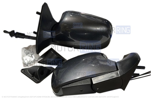 Механические боковые зеркала Autocomponent с накладкой под карбон для ВАЗ 2108-21099, 2113-2115